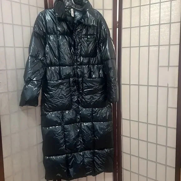 MANGO‎ MNG METALLIC PUFFER JACKET NWOT IN PETRO BLUE SIZE US XS